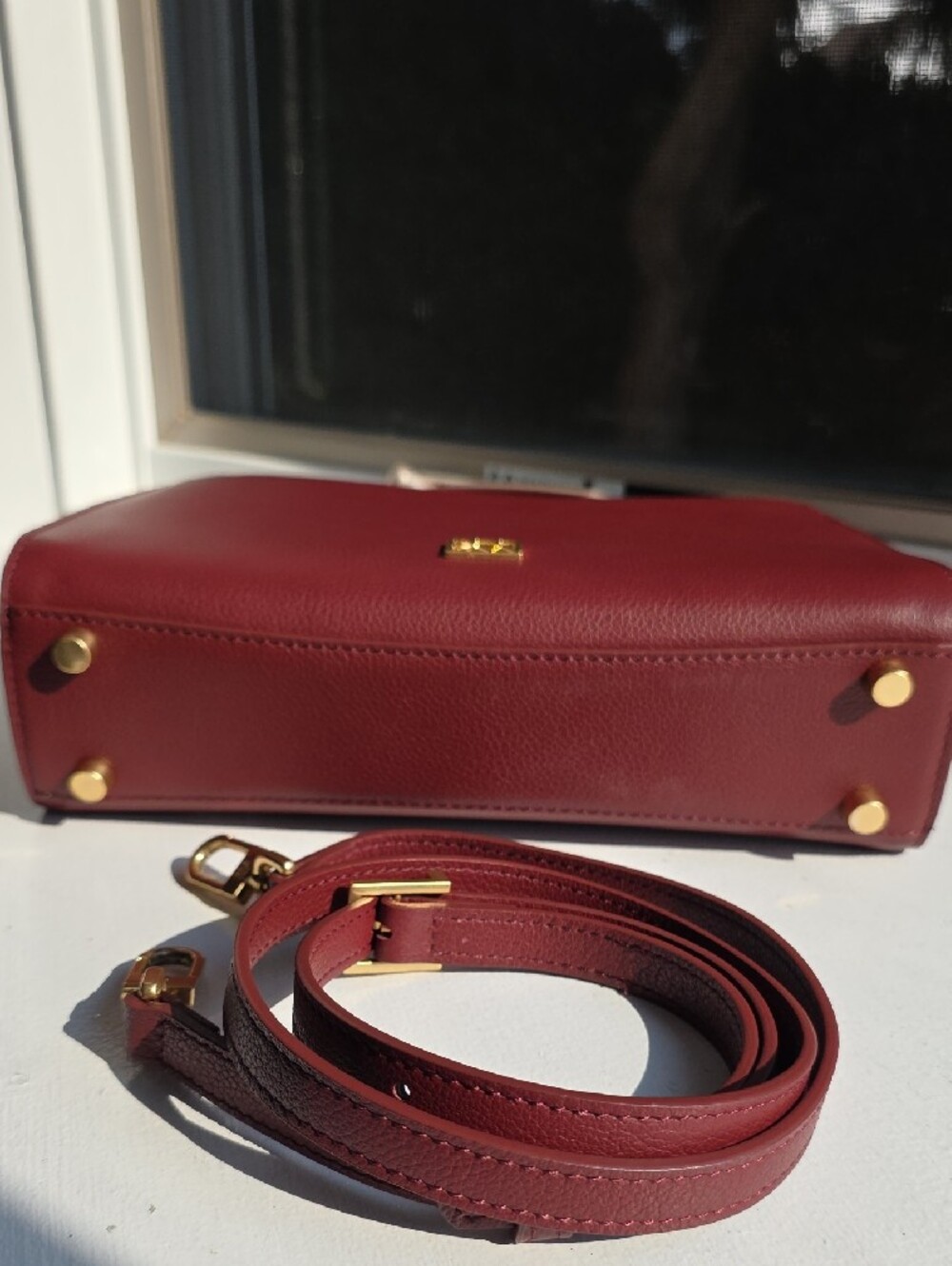 Sold Out Parisa Wang Top Handle Satchel in Burgundy with Gold Hardware - Picture 3 of 4